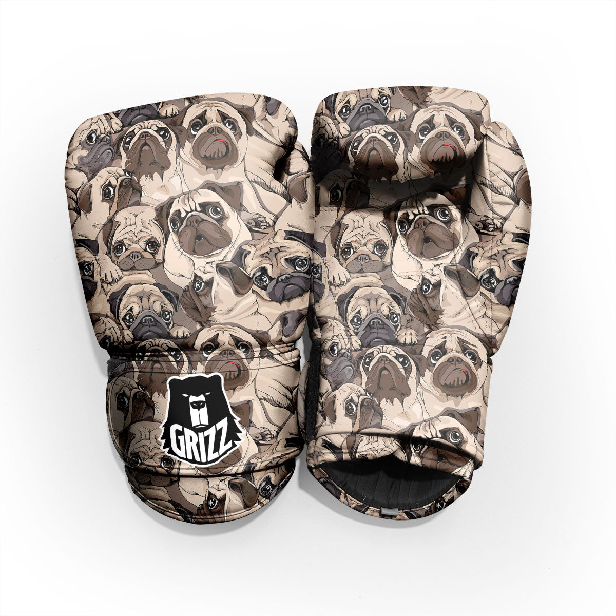 Portrait Pug Vintage Print Pattern Pro Boxing Glove