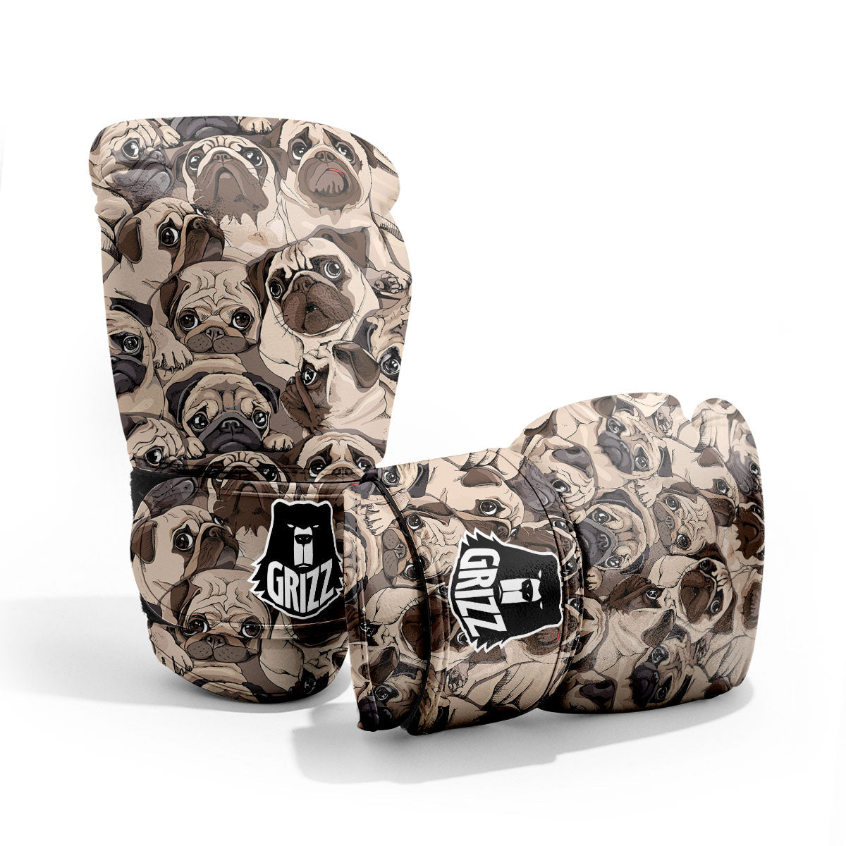 Portrait Pug Vintage Print Pattern Pro Boxing Glove