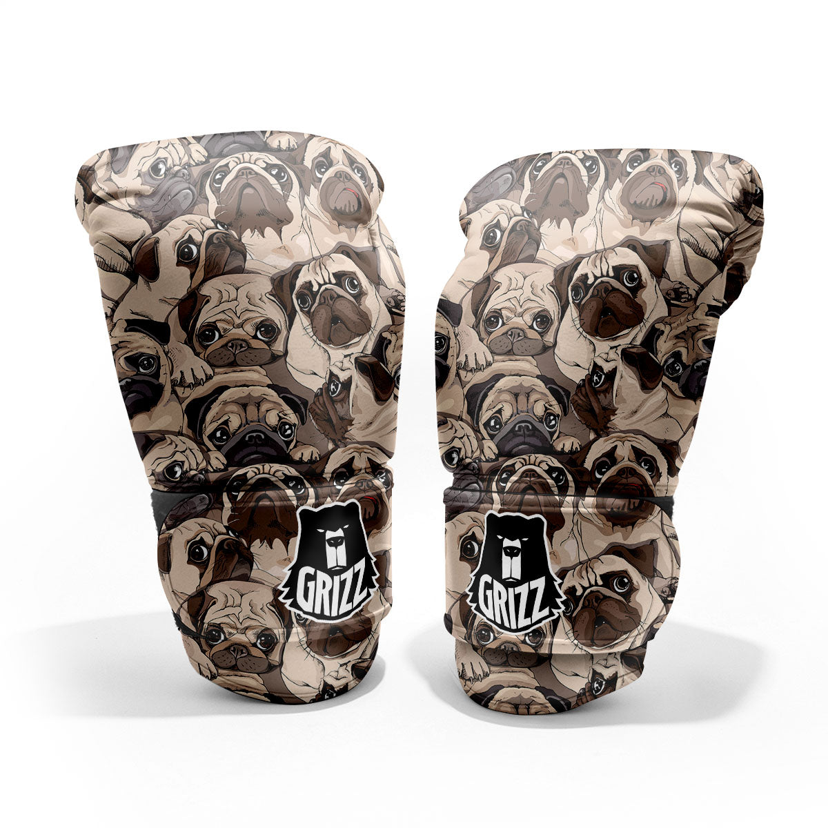 Portrait Pug Vintage Print Pattern Pro Boxing Glove