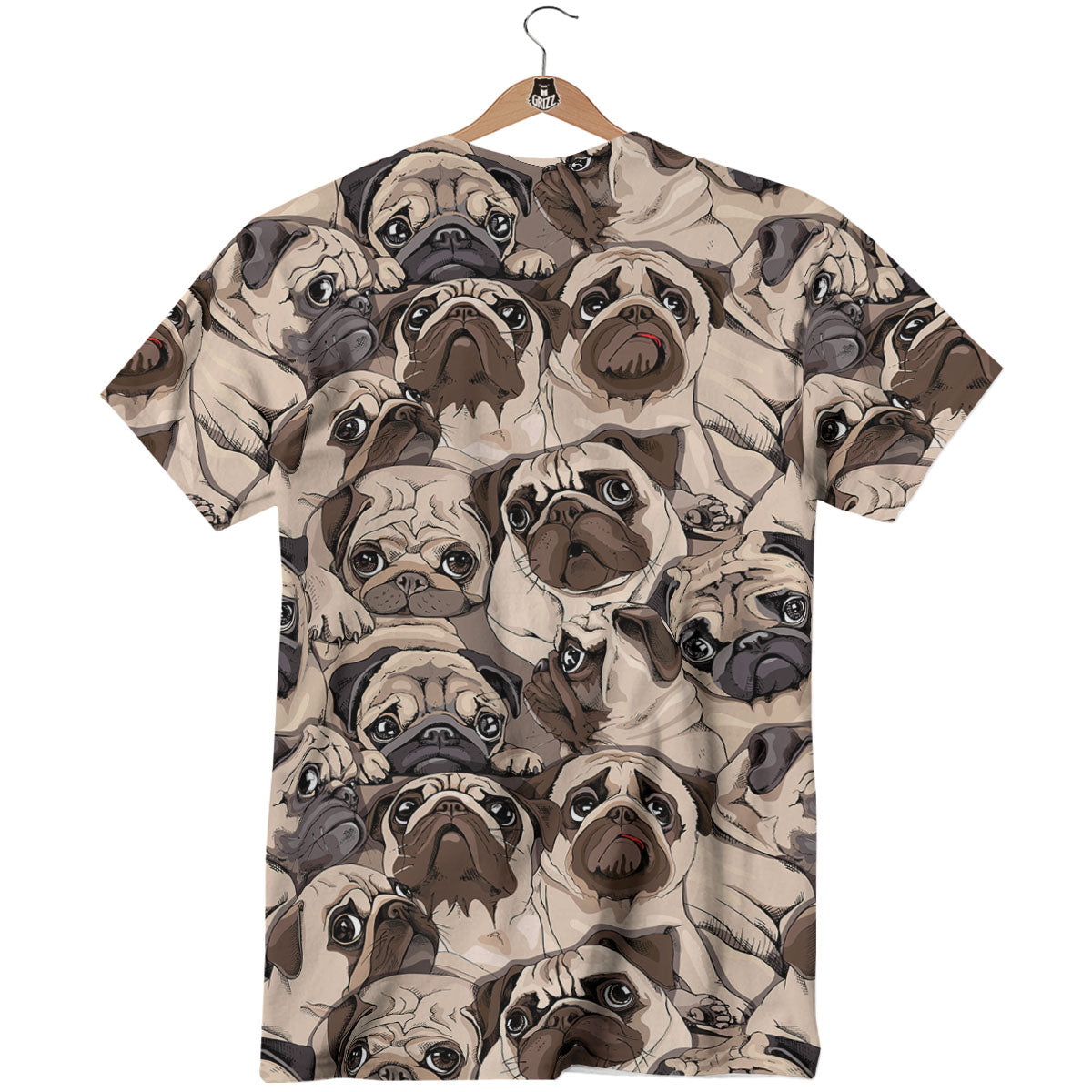 Portrait Pug Vintage Print Pattern T-Shirt-grizzshop