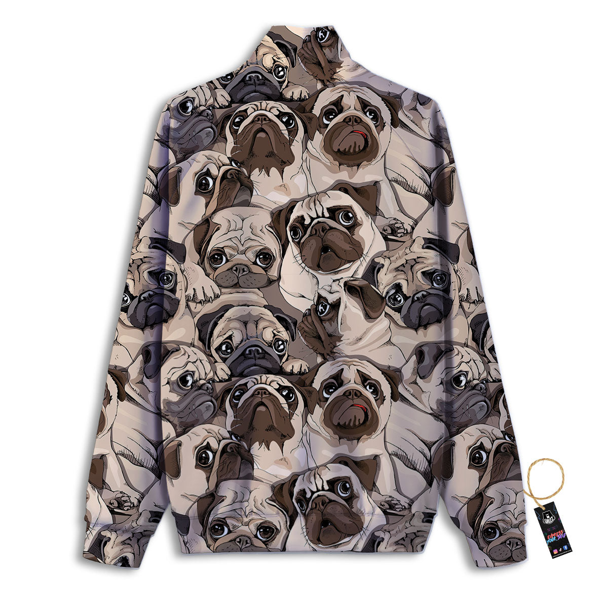 Portrait Pug Vintage Print Pattern Track Jacket-grizzshop