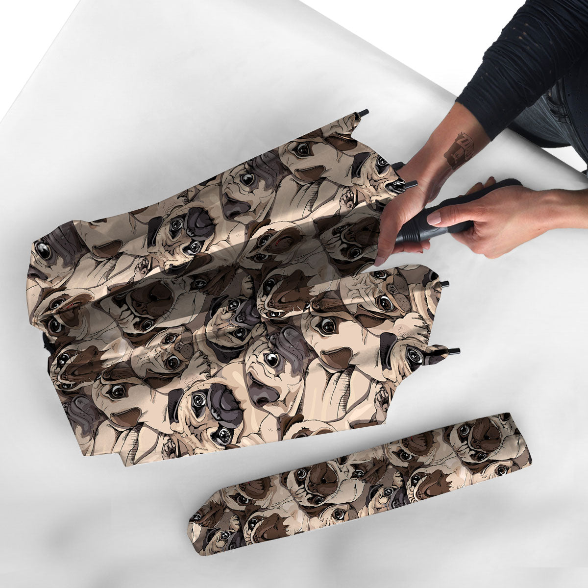 Portrait Pug Vintage Print Pattern Umbrella-grizzshop