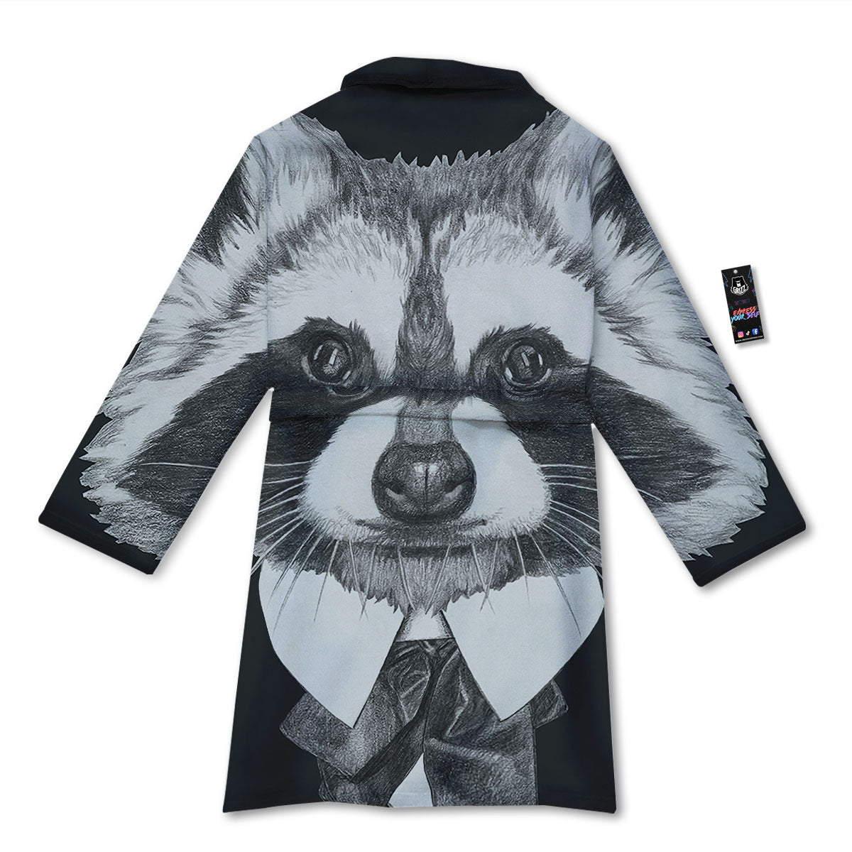 Portrait Raccoon Print Bathrobe-grizzshop