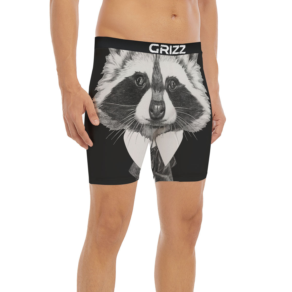 Portrait Raccoon Print Boxer Briefs-grizzshop