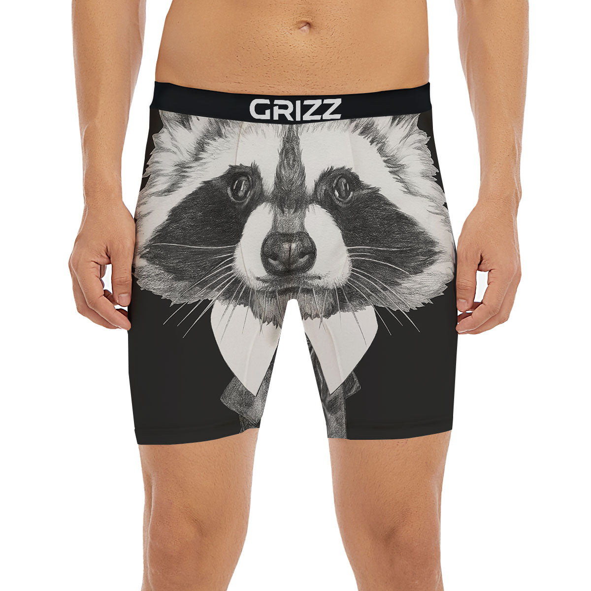 Portrait Raccoon Print Boxer Briefs-grizzshop