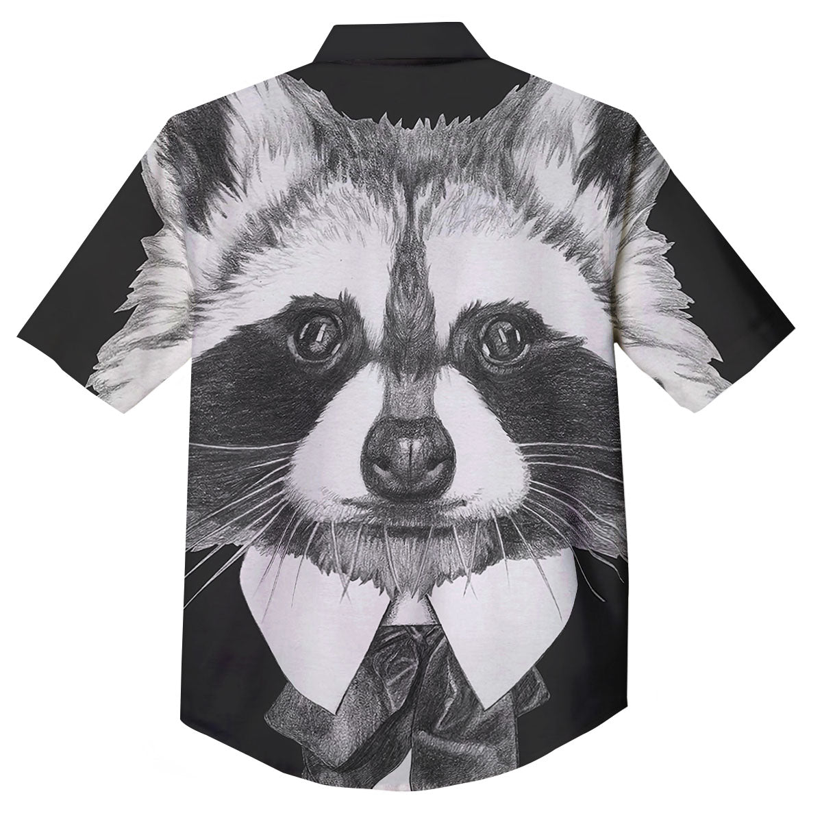 Portrait Raccoon Print Button Up Shirt-grizzshop