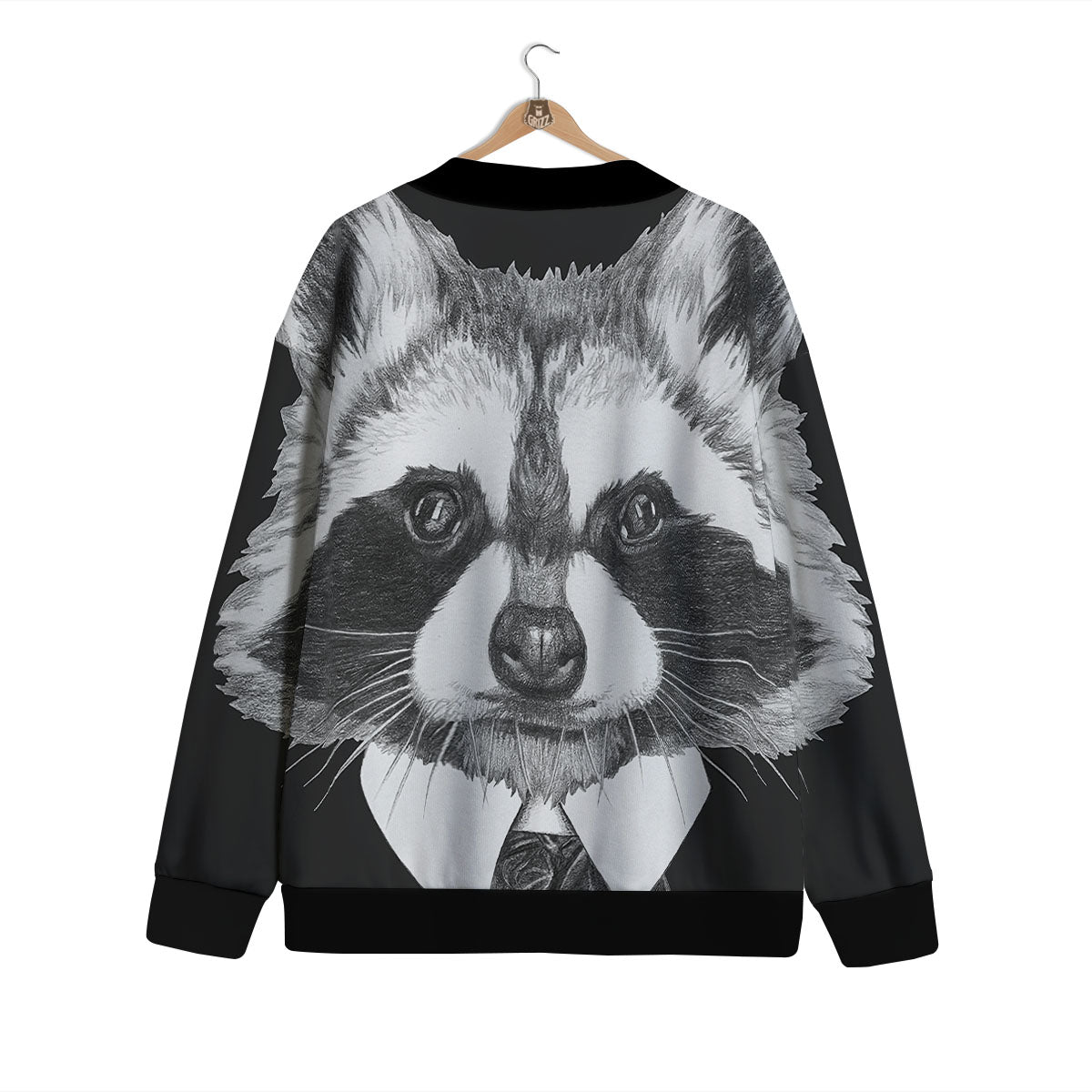 Portrait Raccoon Print Cardigan-grizzshop