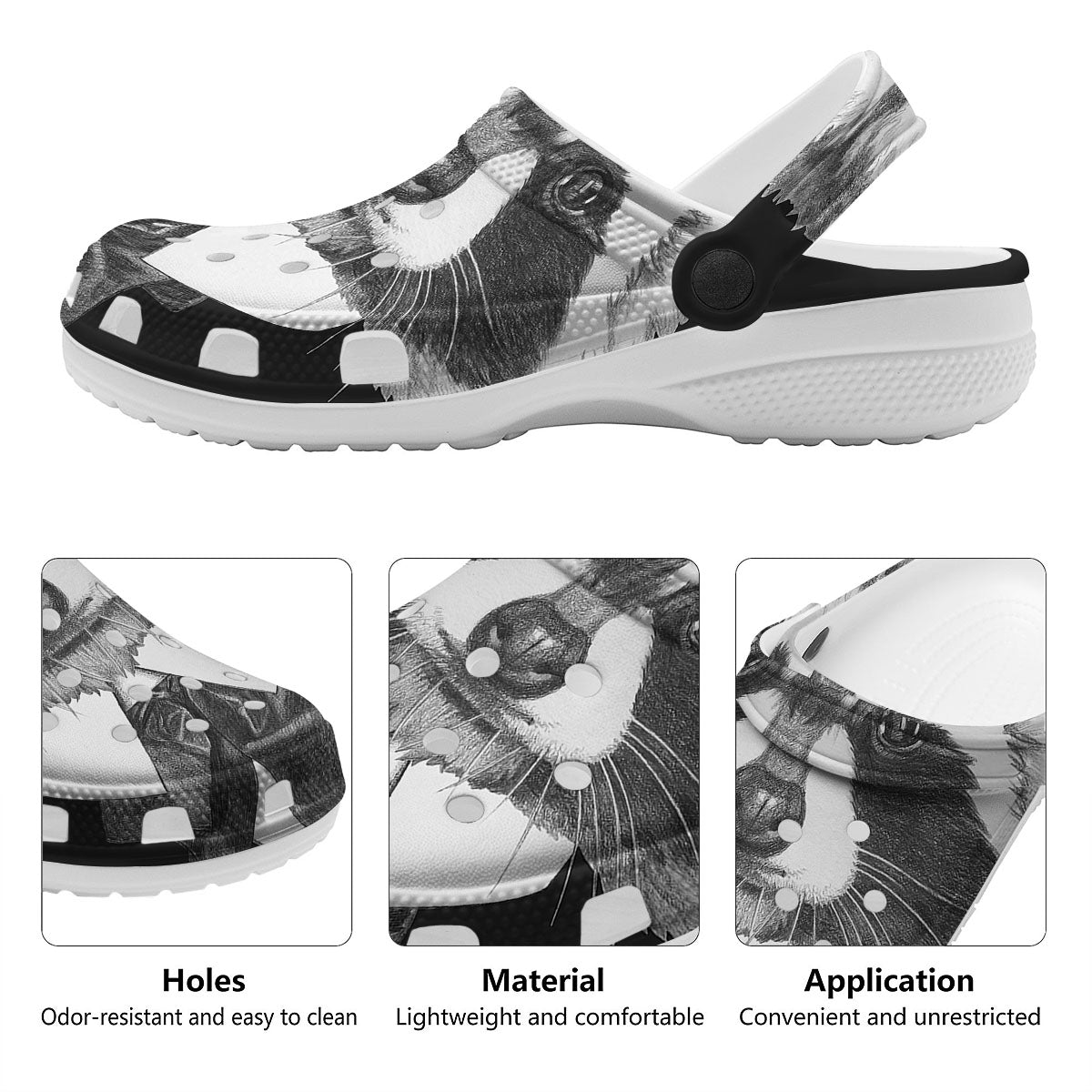 Portrait Raccoon Print Clog-grizzshop