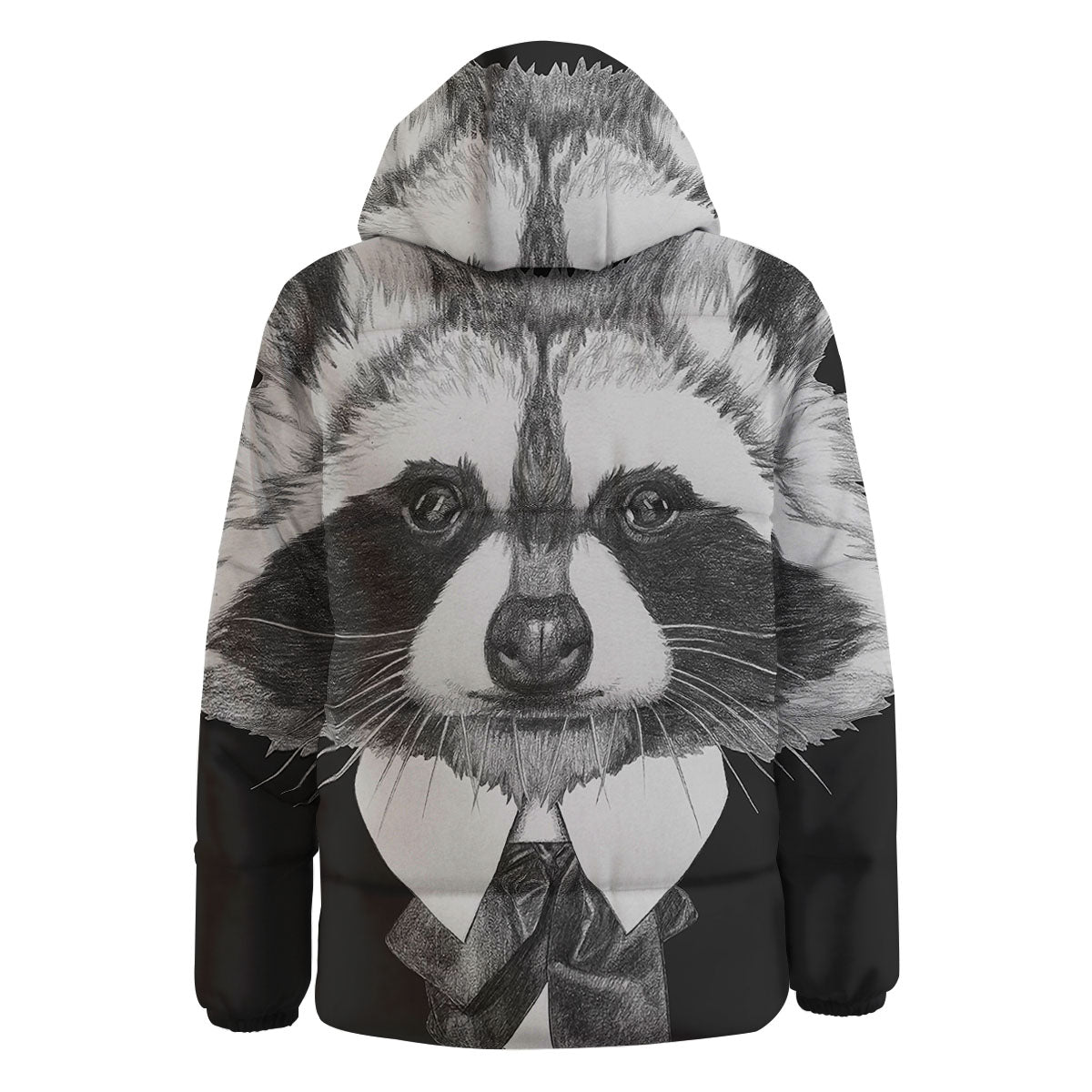 Portrait Raccoon Print Down Jacket-grizzshop