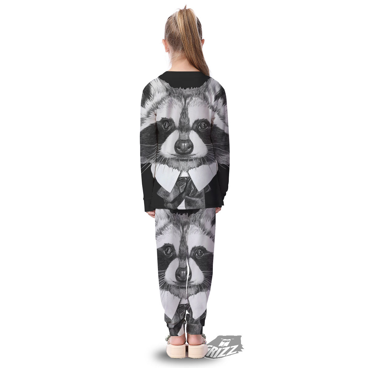Portrait Raccoon Print Kid's Pajamas-grizzshop