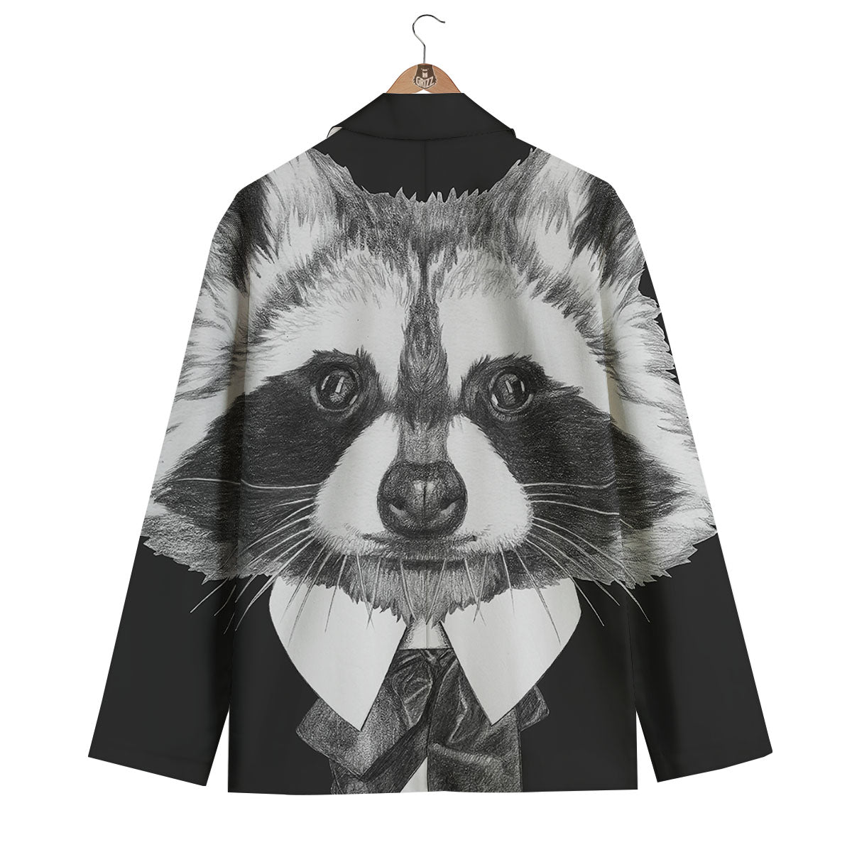 Portrait Raccoon Print Men's Blazer-grizzshop