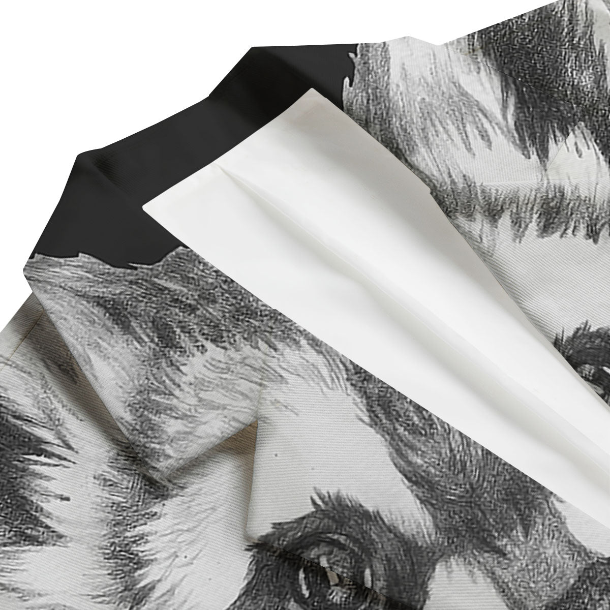 Portrait Raccoon Print Men's Blazer-grizzshop