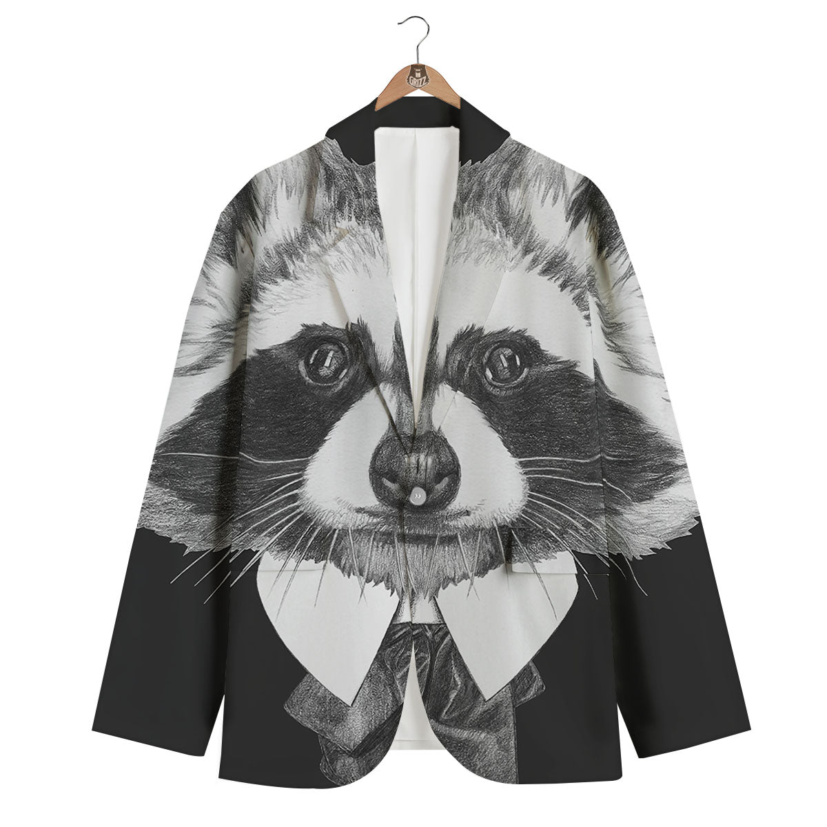 Portrait Raccoon Print Men's Blazer-grizzshop