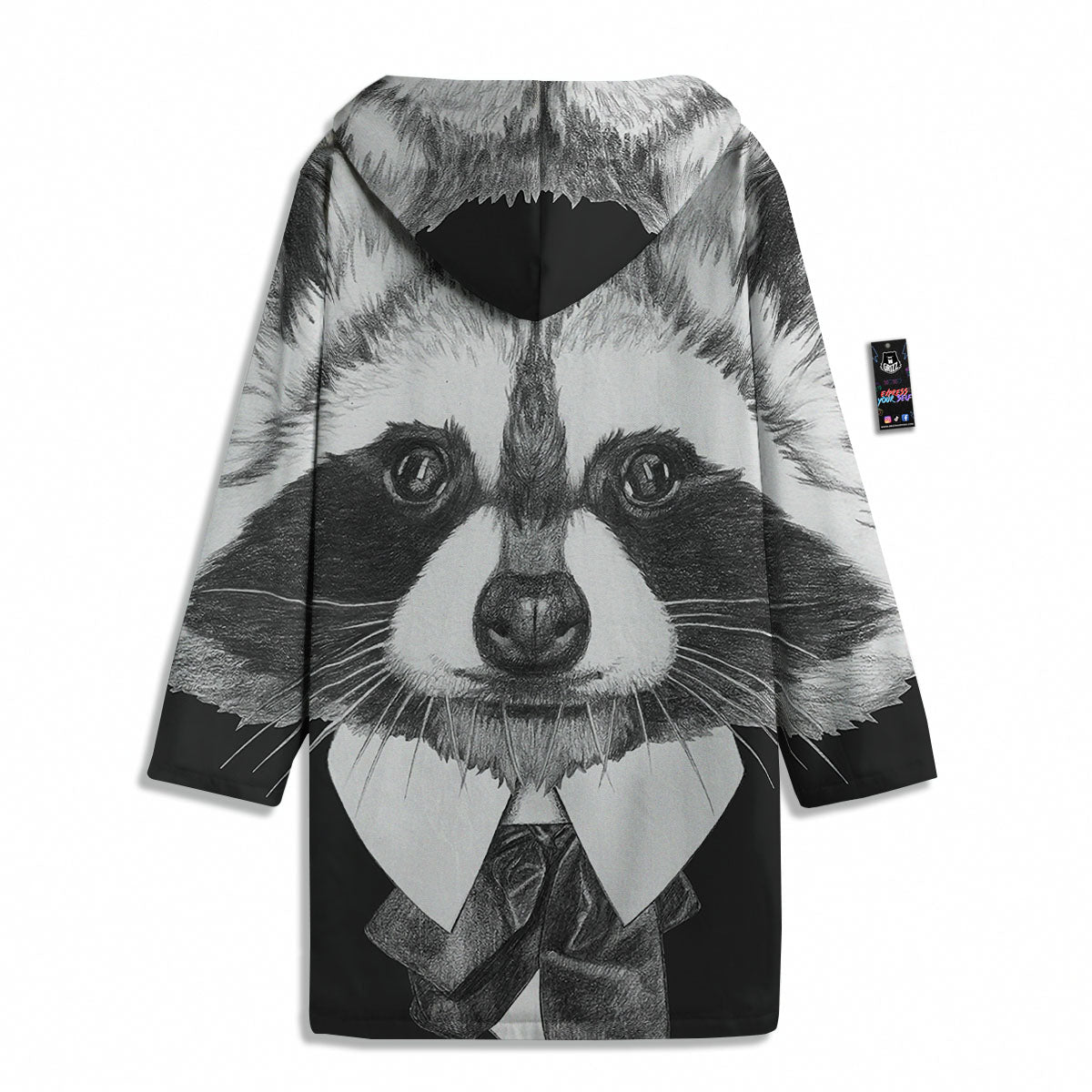 Portrait Raccoon Print Men's Windbreaker Jacket-grizzshop