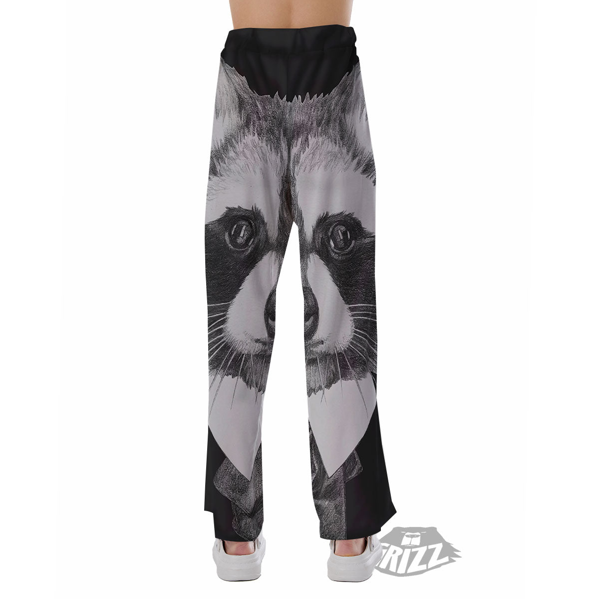 Portrait Raccoon Print Pajama Pants-grizzshop