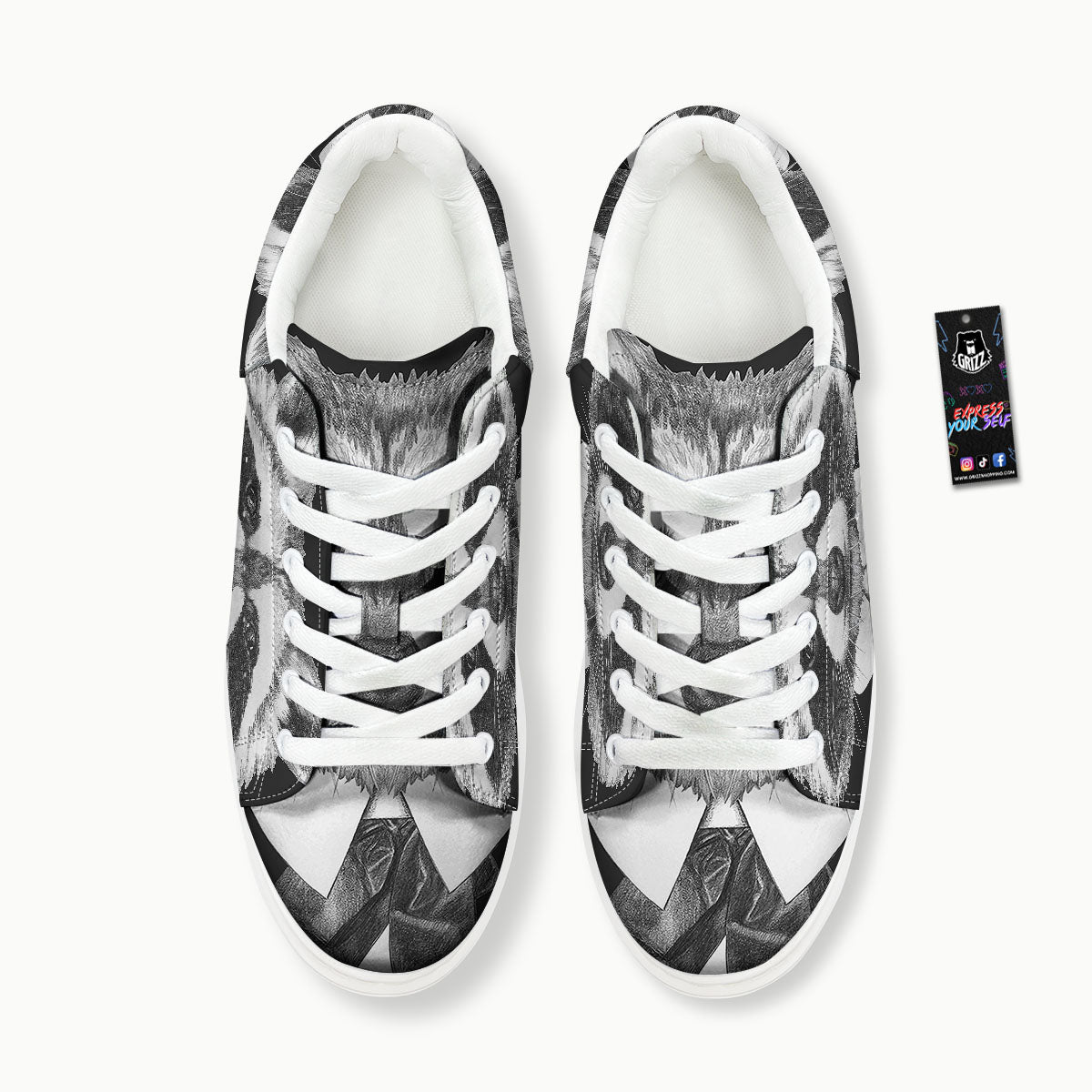 Portrait Raccoon Print Platform Shoes-grizzshop