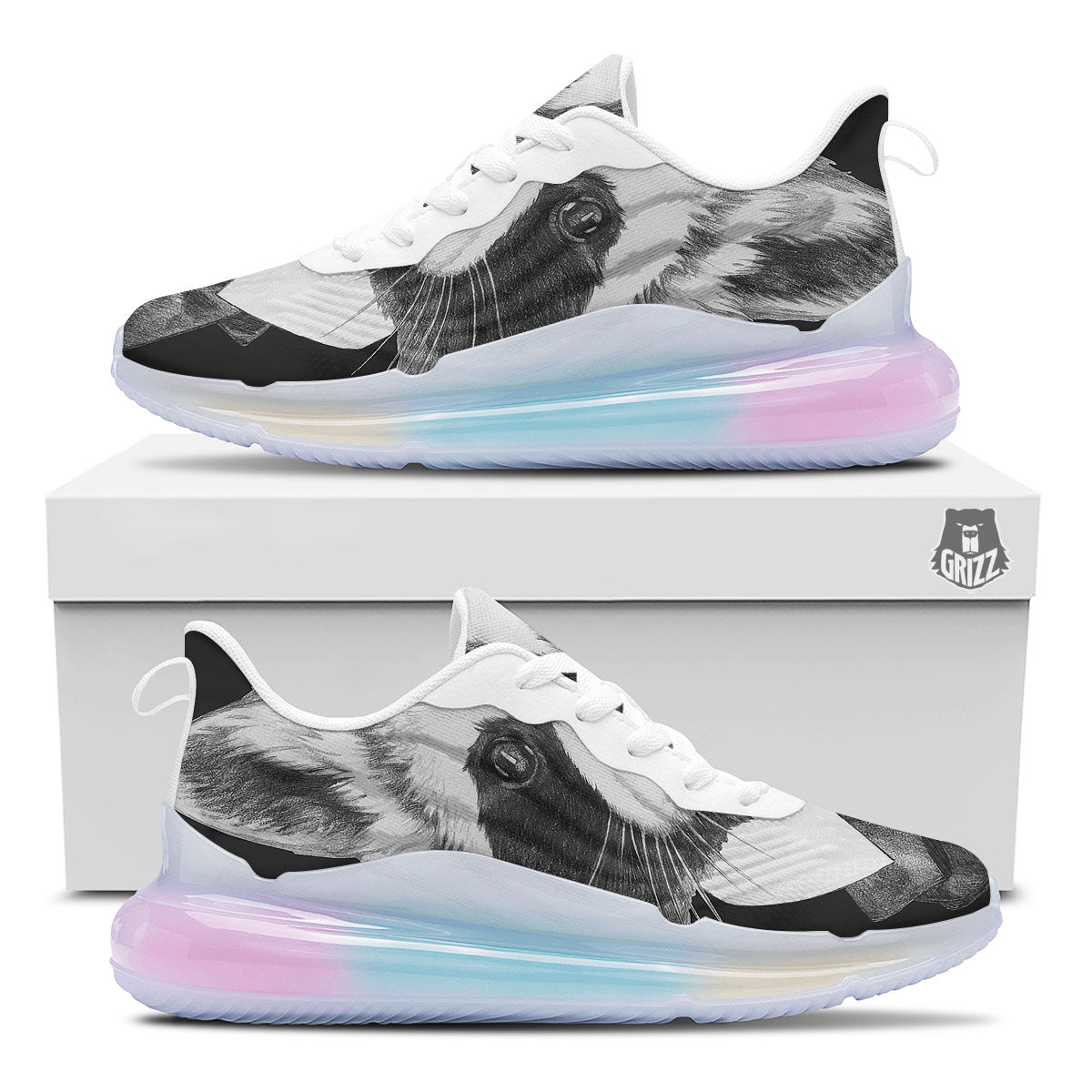 Portrait Raccoon Print Running Sneakers-grizzshop