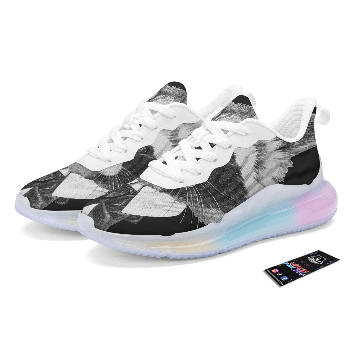 Portrait Raccoon Print Running Sneakers-grizzshop