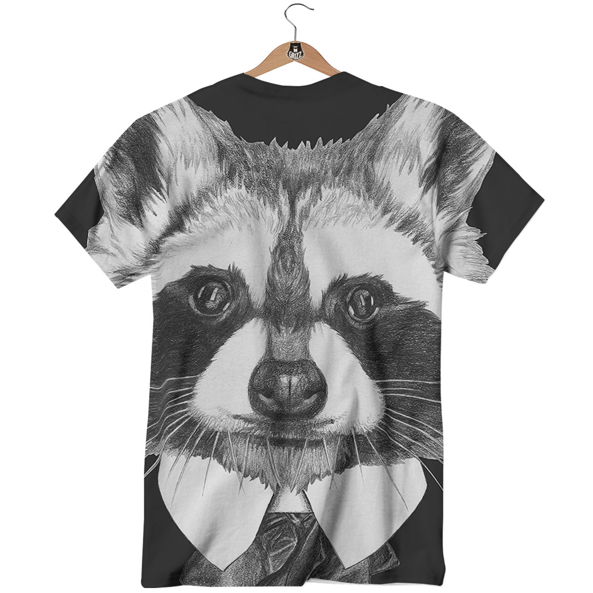 Portrait Raccoon Print T-Shirt-grizzshop
