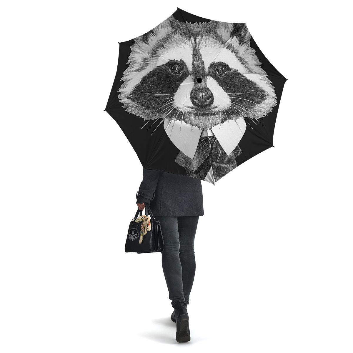 Portrait Raccoon Print Umbrella-grizzshop