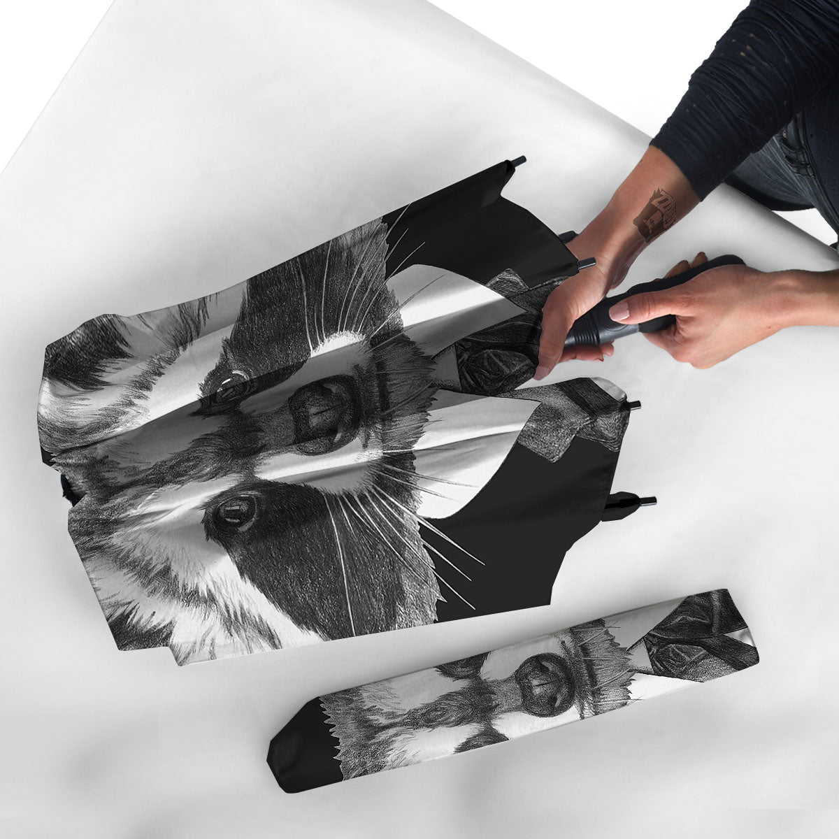 Portrait Raccoon Print Umbrella-grizzshop