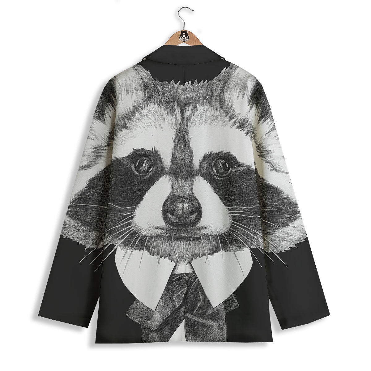 Portrait Raccoon Print Women's Blazer-grizzshop