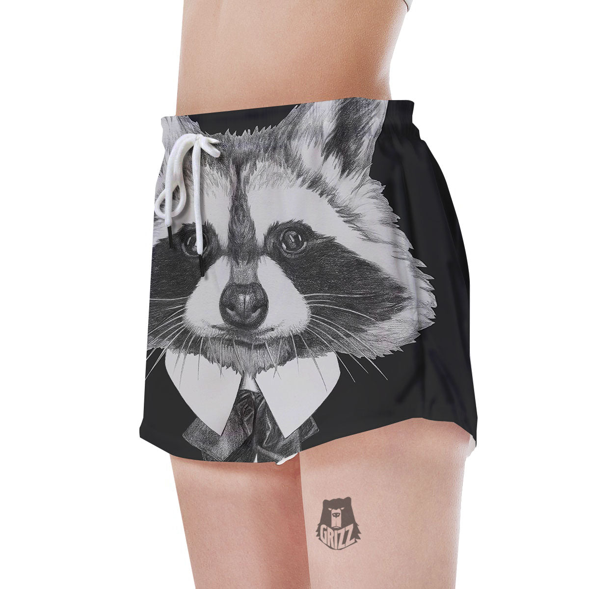 Portrait Raccoon Print Women's Shorts-grizzshop
