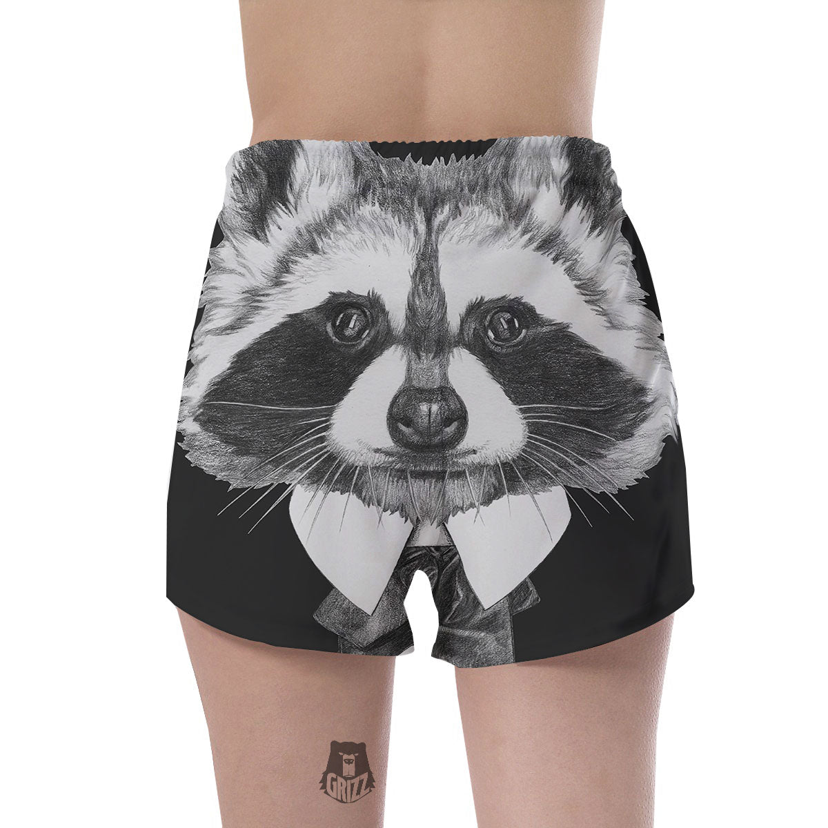 Portrait Raccoon Print Women's Shorts-grizzshop