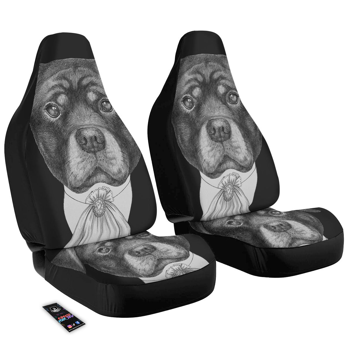 Portrait Rottweiler Vintage Print Car Seat Covers-grizzshop
