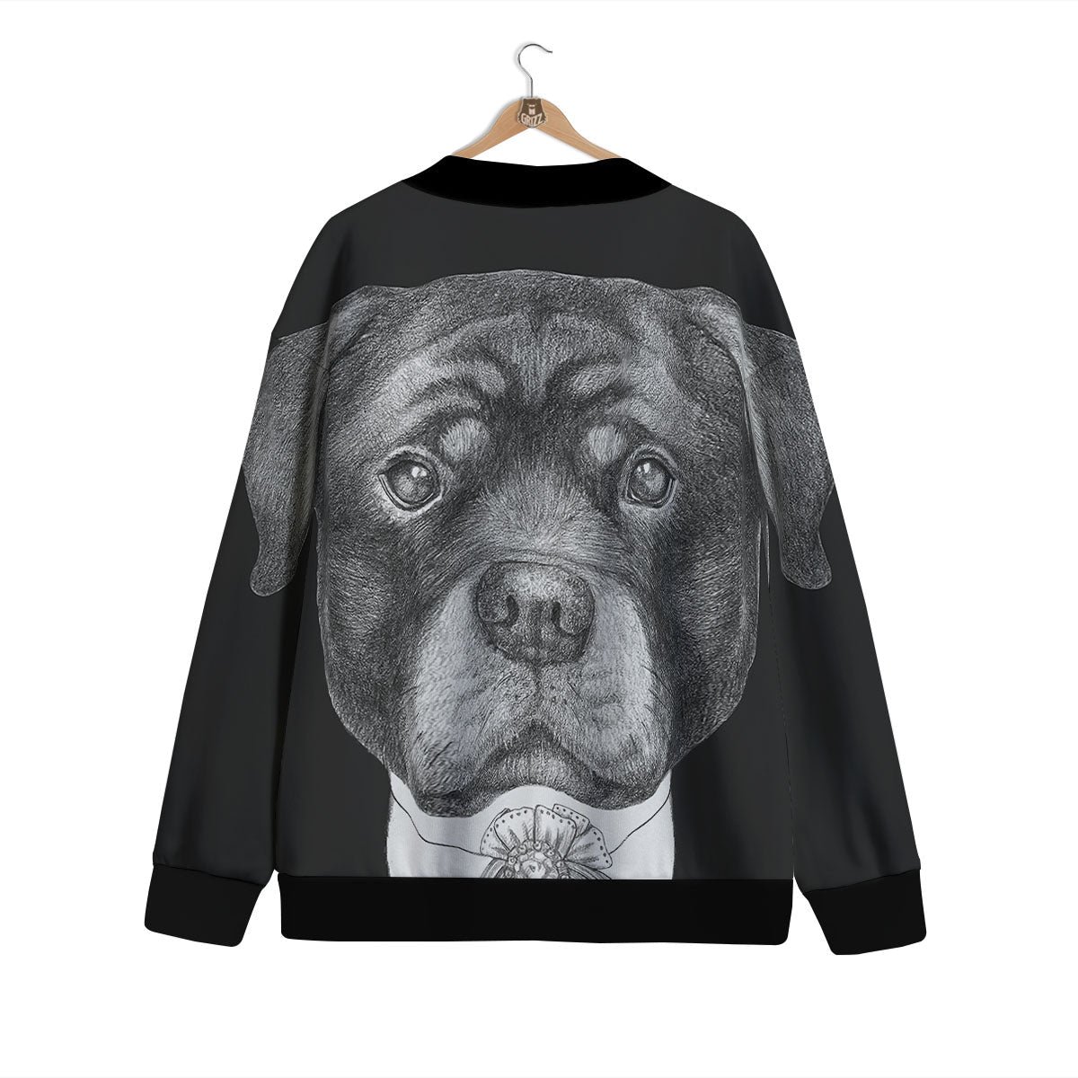 Portrait Rottweiler Vintage Print Cardigan-grizzshop