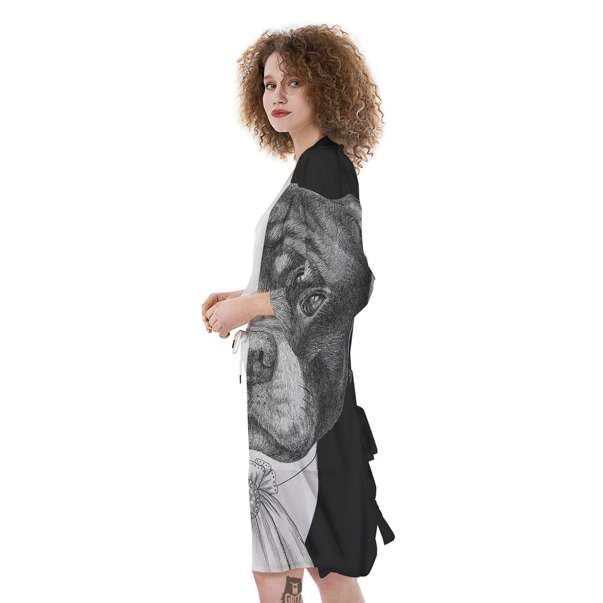 Portrait Rottweiler Vintage Print Kimono-grizzshop