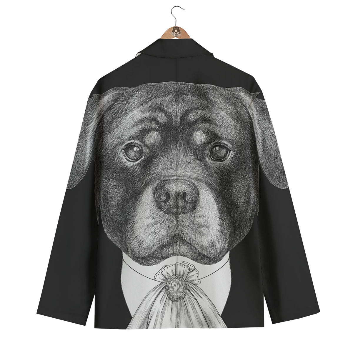 Portrait Rottweiler Vintage Print Men's Blazer-grizzshop