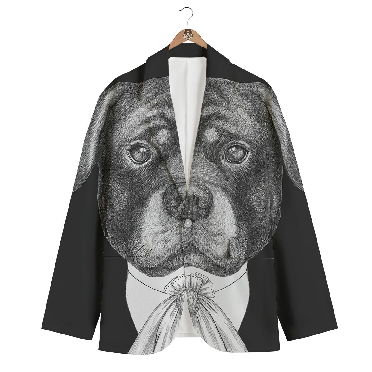 Portrait Rottweiler Vintage Print Men's Blazer-grizzshop