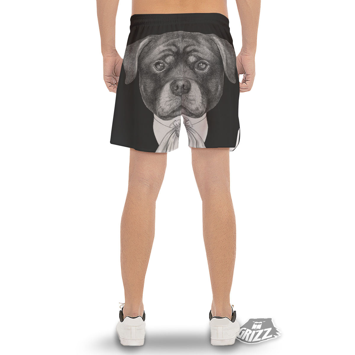 Portrait Rottweiler Vintage Print Men's Gym Shorts-grizzshop