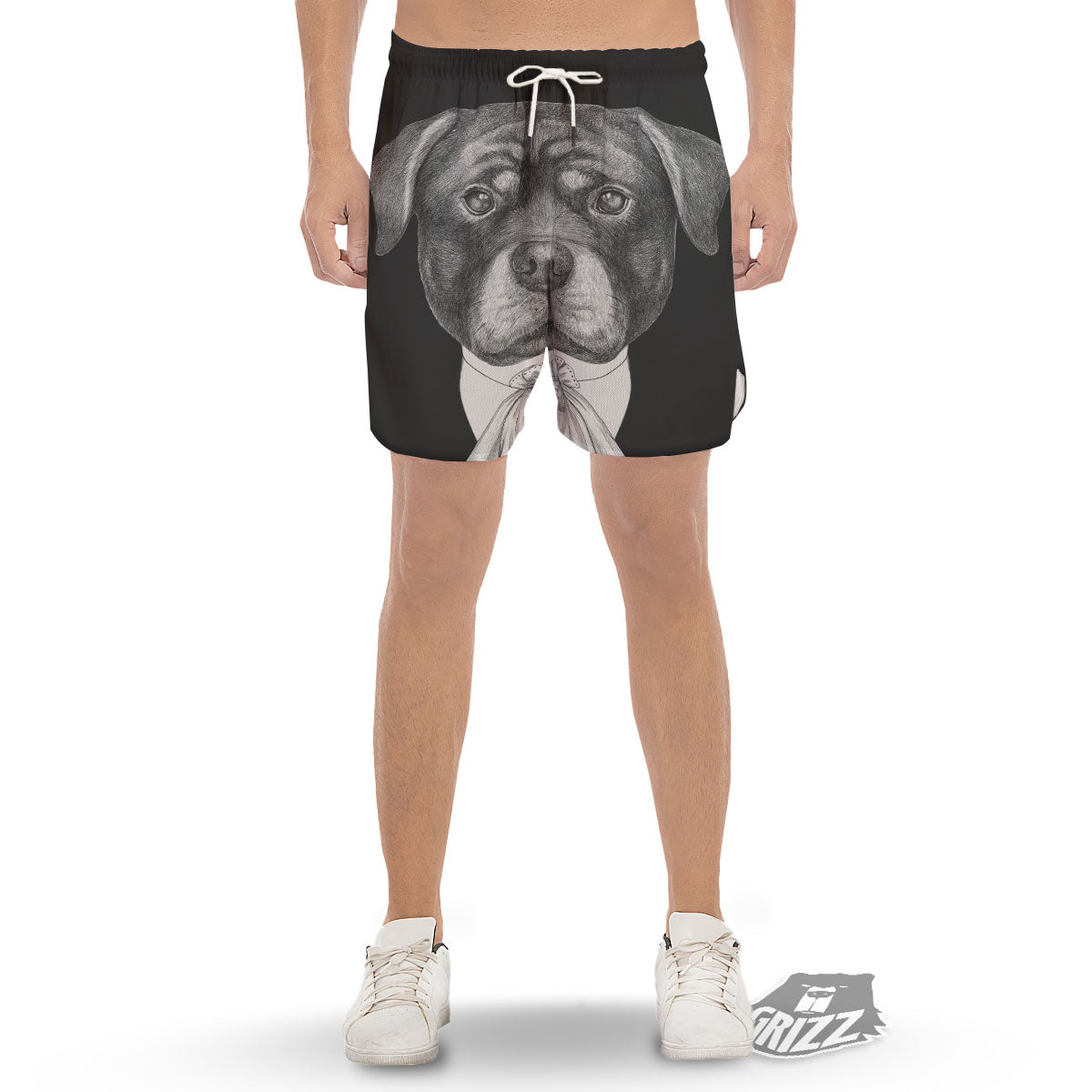 Portrait Rottweiler Vintage Print Men's Gym Shorts-grizzshop