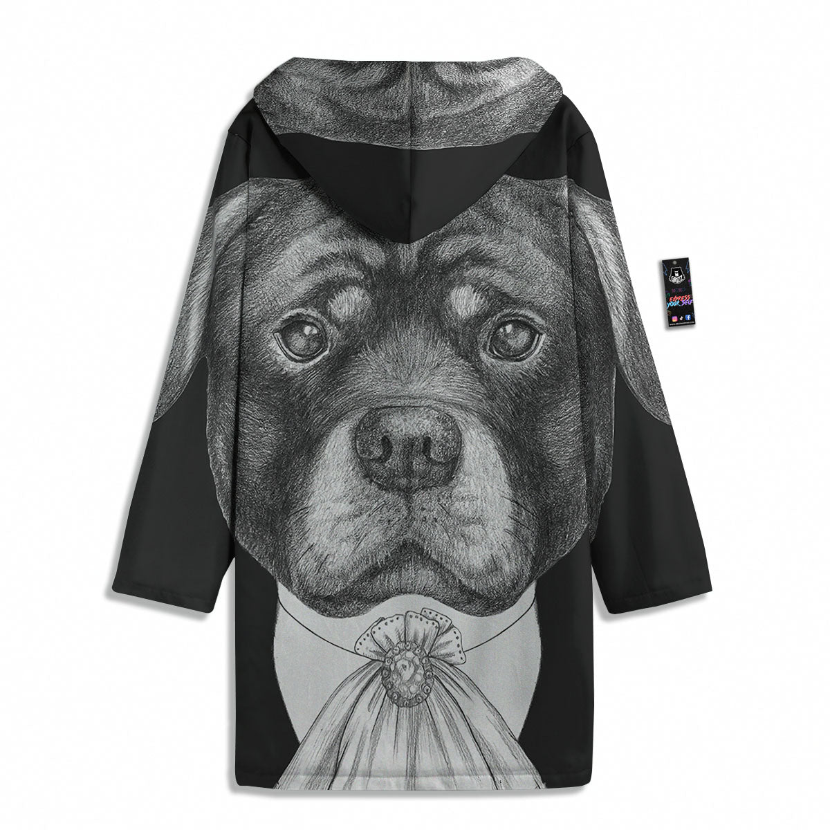 Portrait Rottweiler Vintage Print Men's Windbreaker Jacket-grizzshop