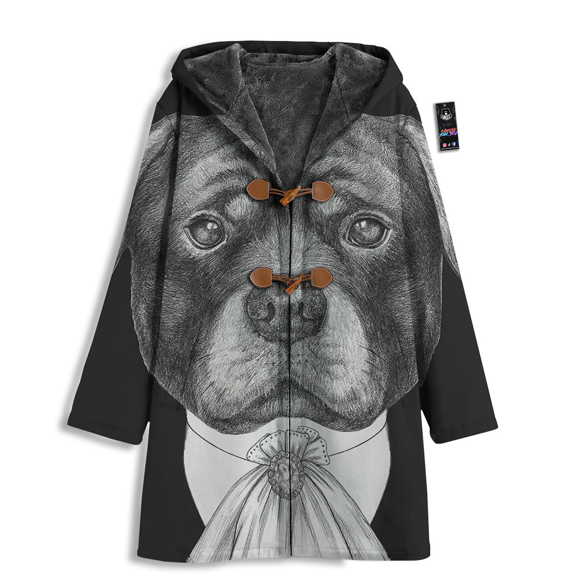 Portrait Rottweiler Vintage Print Men's Windbreaker Jacket-grizzshop