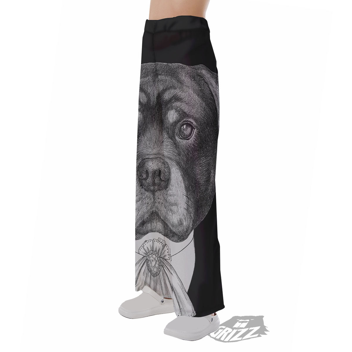 Portrait Rottweiler Vintage Print Pajama Pants-grizzshop