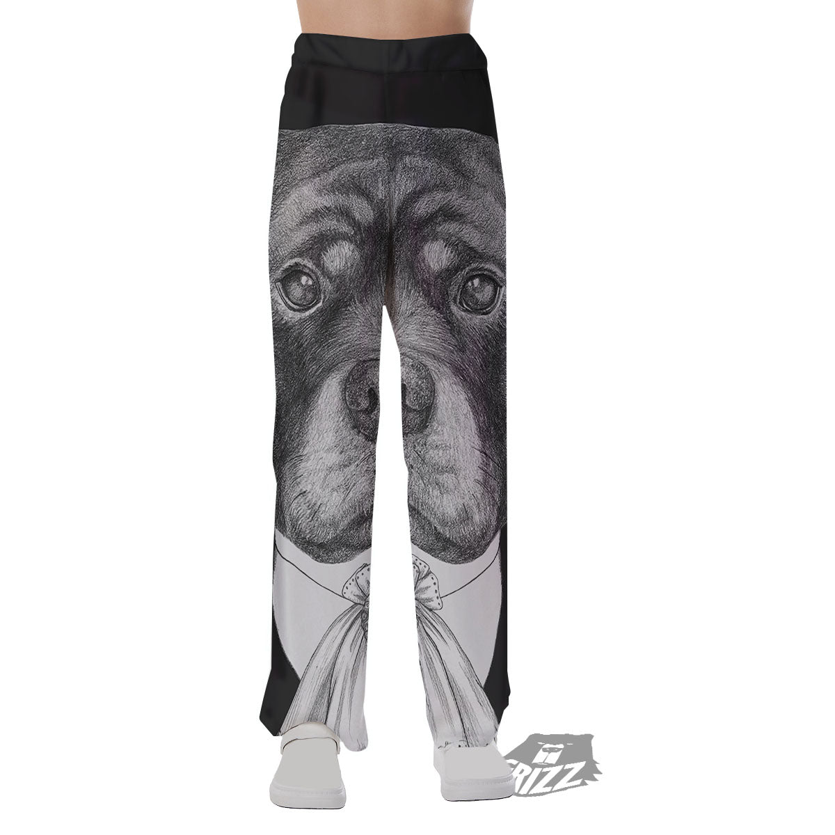 Portrait Rottweiler Vintage Print Pajama Pants-grizzshop