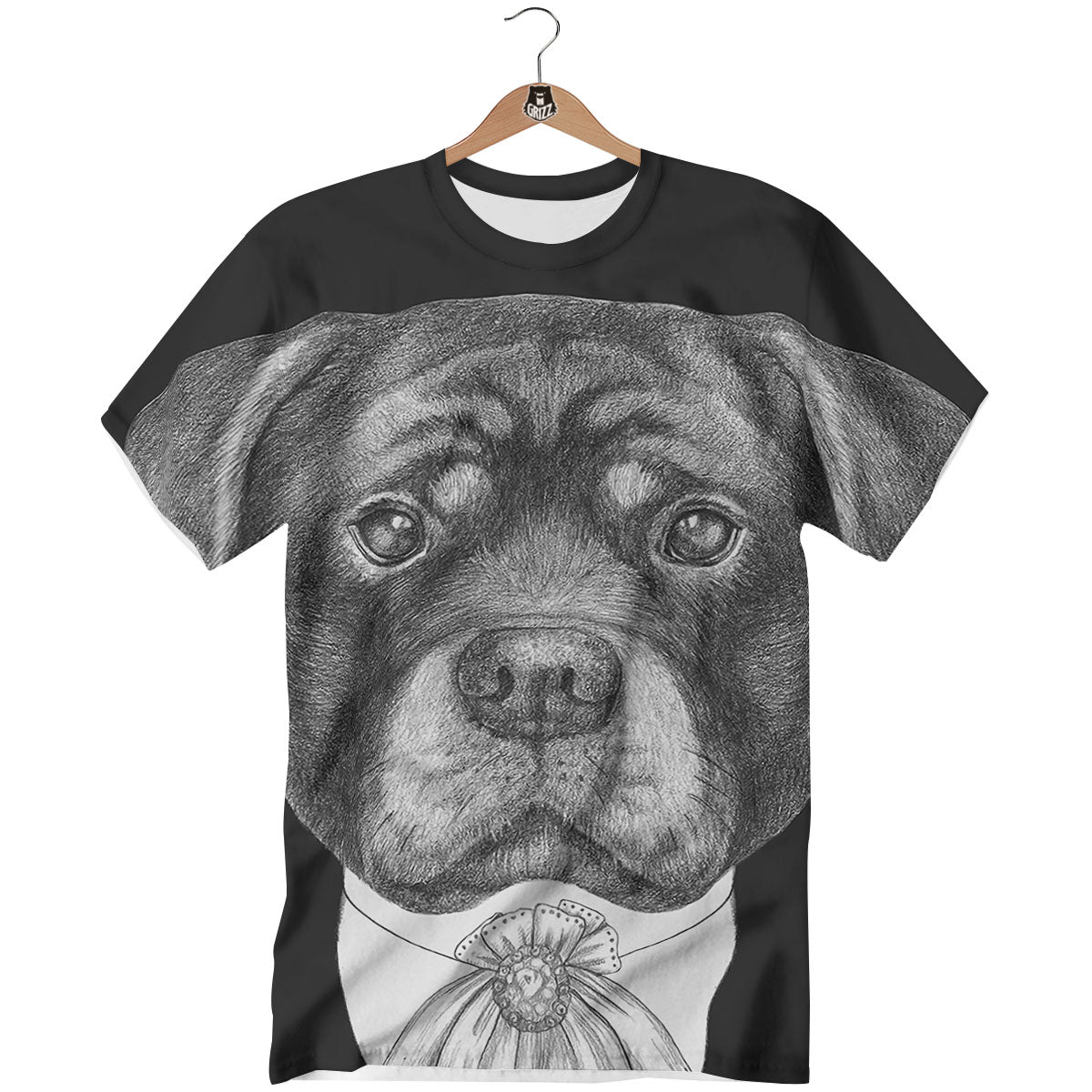 Portrait Rottweiler Vintage Print T-Shirt-grizzshop