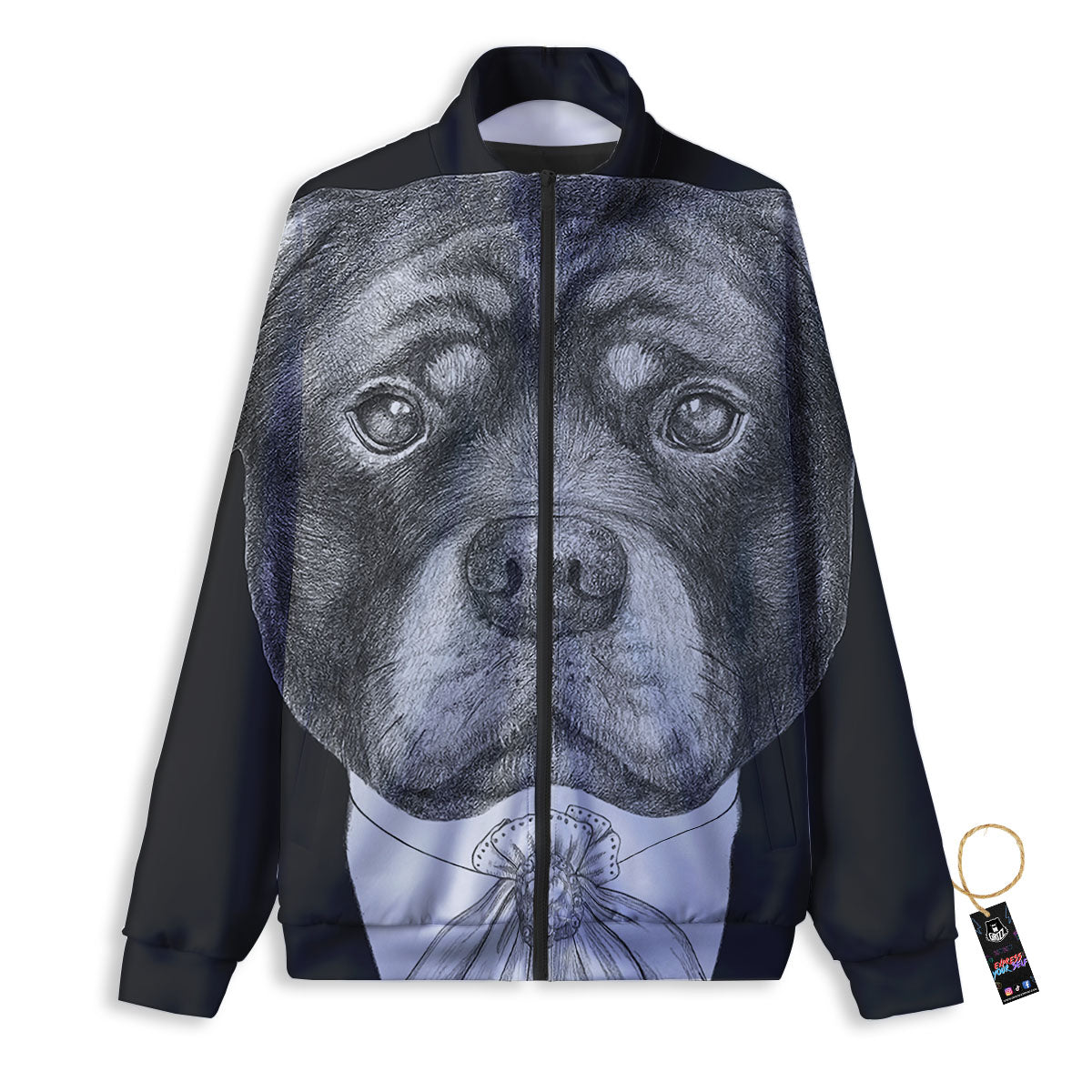 Portrait Rottweiler Vintage Print Track Jacket-grizzshop