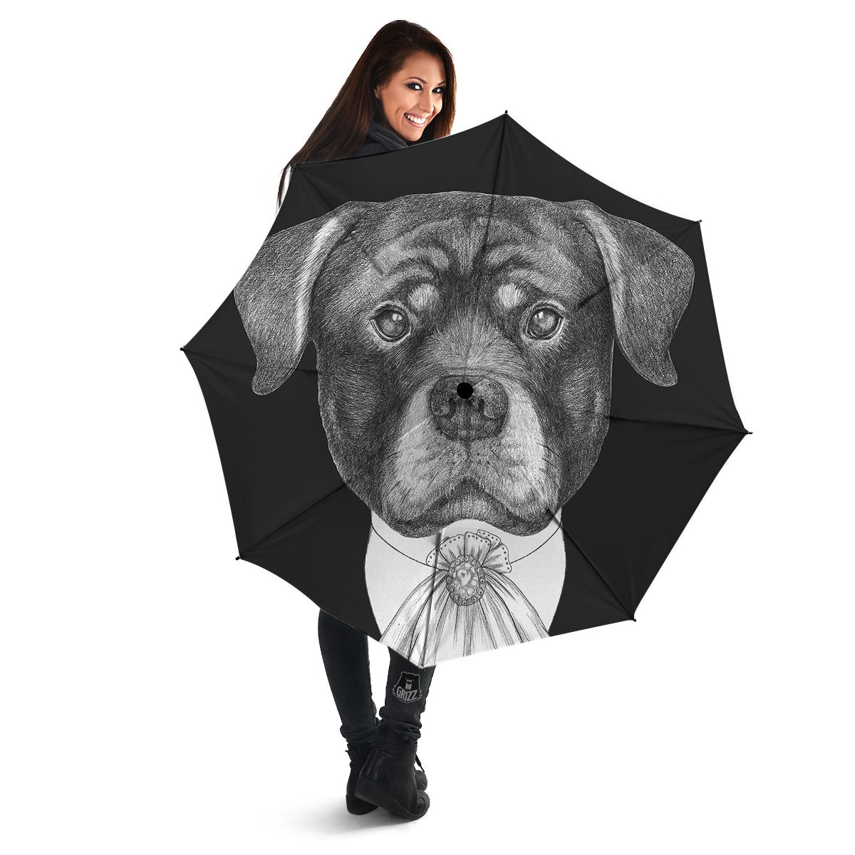 Portrait Rottweiler Vintage Print Umbrella-grizzshop