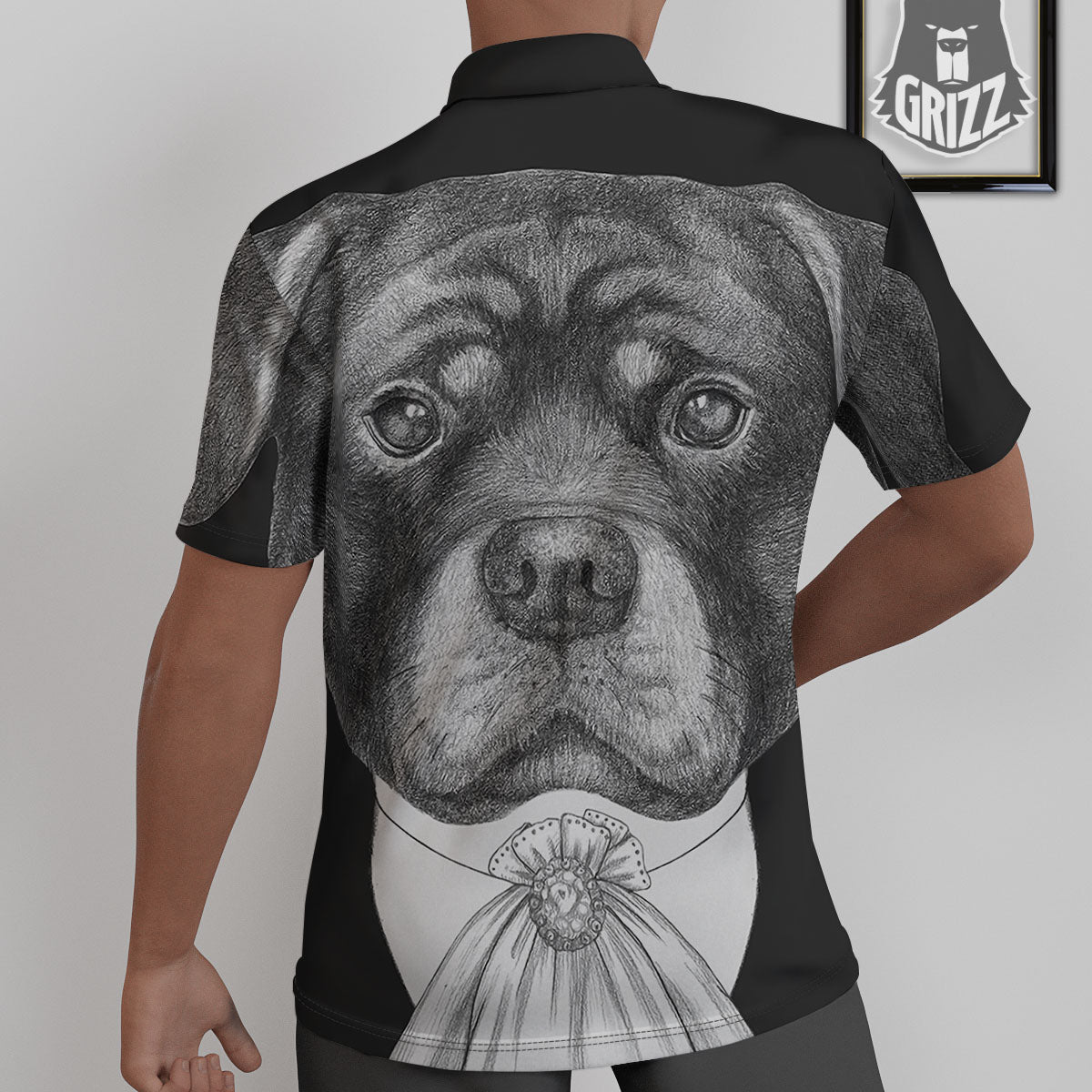 Portrait Rottweiler Vintage Print Untucked Shirts-grizzshop