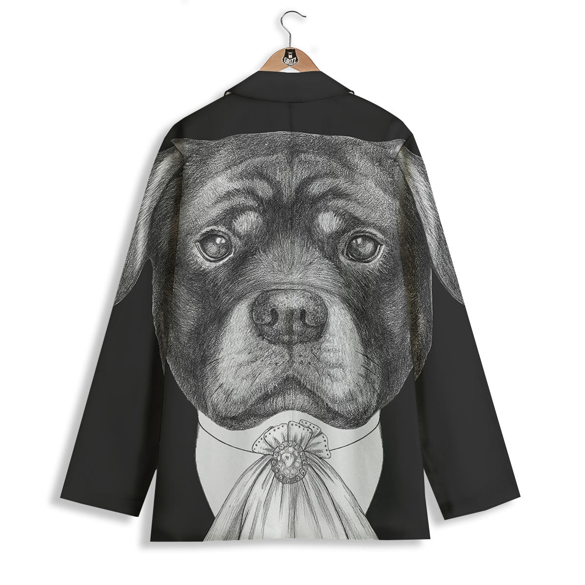 Portrait Rottweiler Vintage Print Women's Blazer-grizzshop