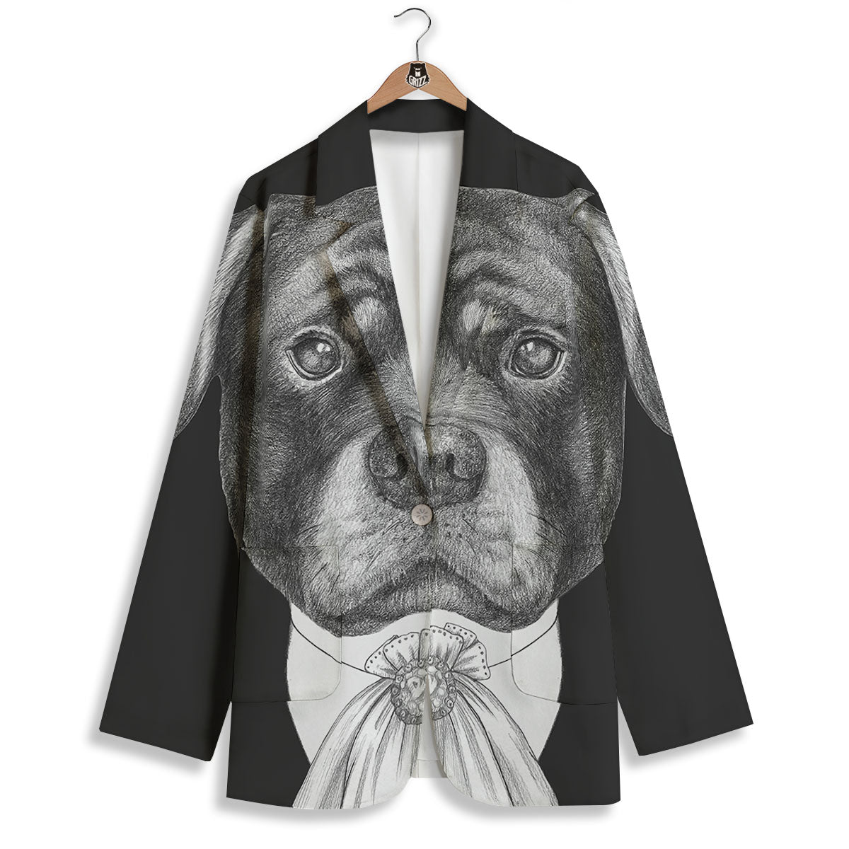 Portrait Rottweiler Vintage Print Women's Blazer-grizzshop