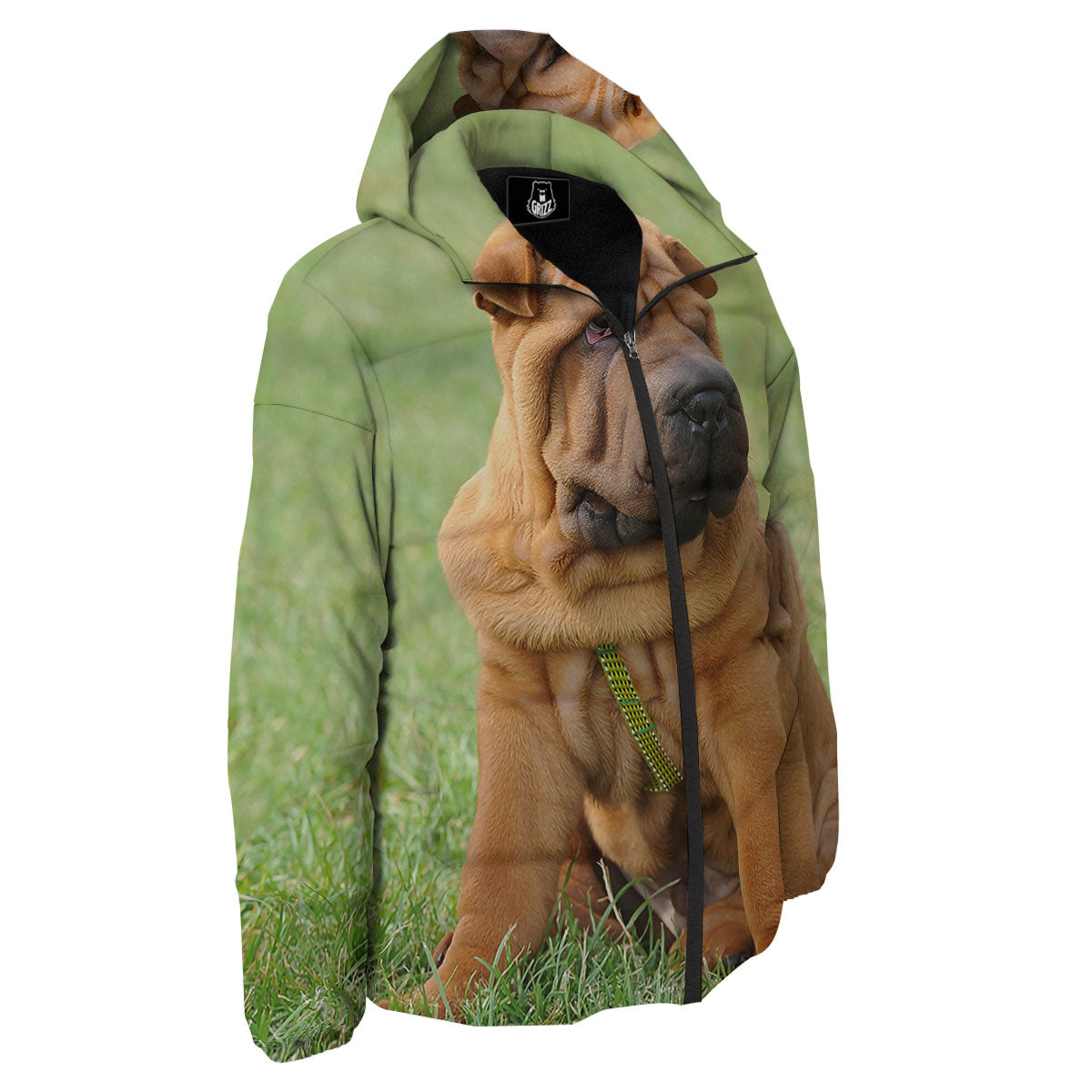 Portrait Shar Pei Print Down Jacket-grizzshop