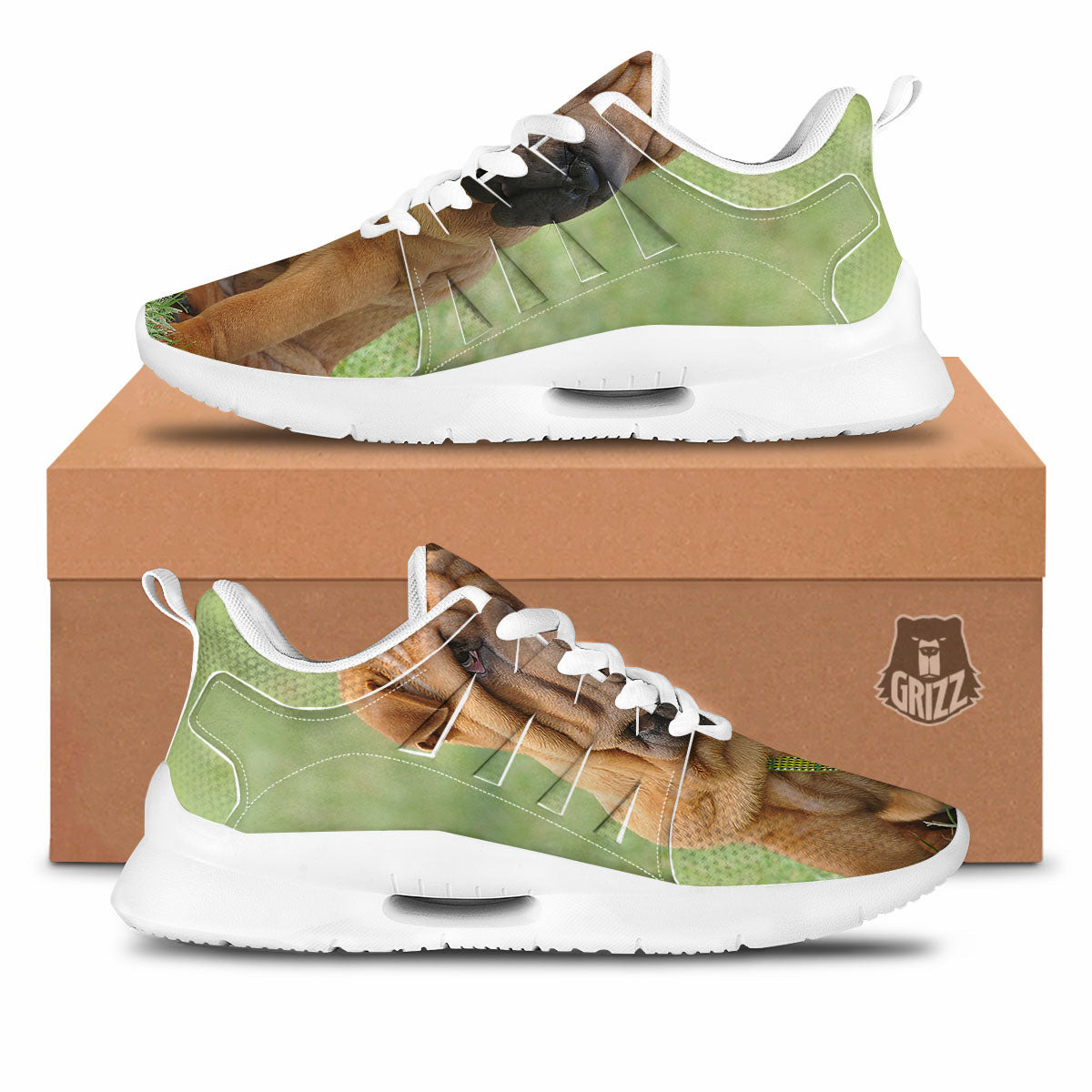 Portrait Shar Pei Print Tennis Shoes-grizzshop