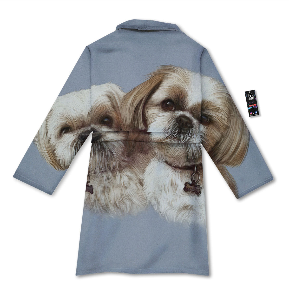 Portrait Shih Tzu Print Bathrobe-grizzshop
