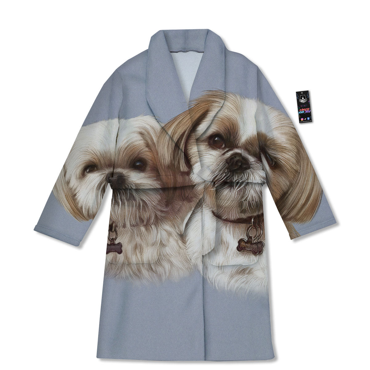 Portrait Shih Tzu Print Bathrobe-grizzshop