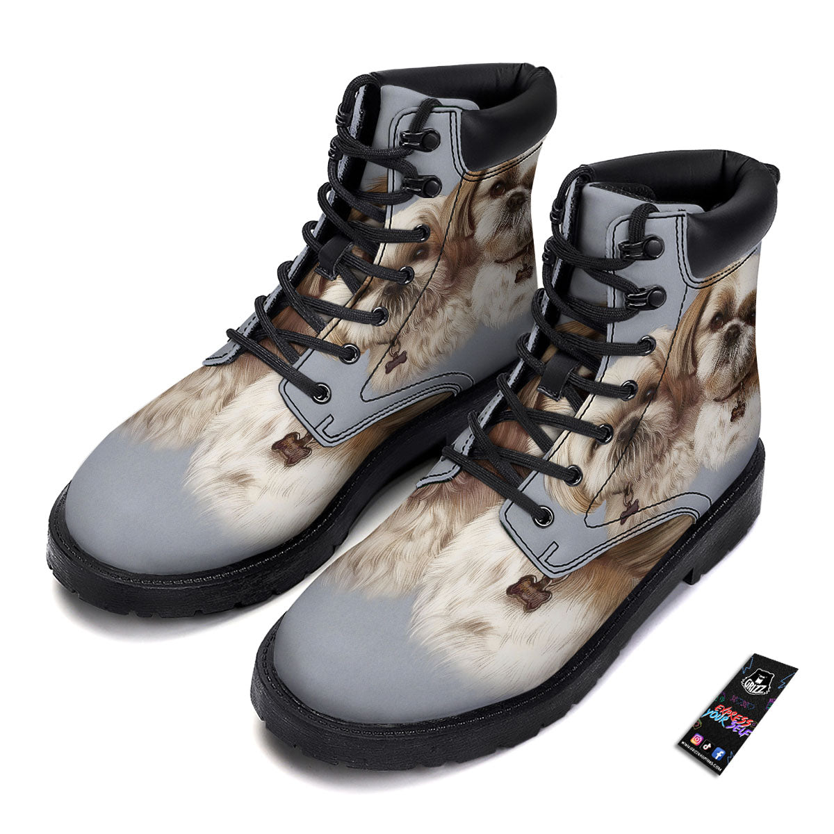 Portrait Shih Tzu Print Boots-grizzshop